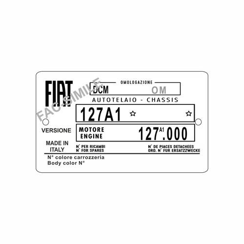 Targhetta fiat 127 - targhetta,