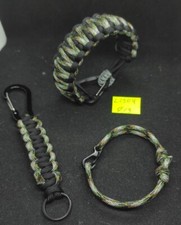 2 Bracciali In Paracord 19 Cm Military Mix + Portachiavi Con Moschettone  L29014