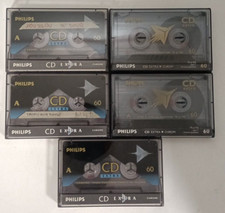 Lotto 5x PHILIPS CD EXTRA 60 CROMO TIPO 2 II  musicassette vergini cassette tape