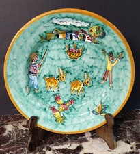 Piatto da portata decorativo in ceramica Vietrese firmato Avallone – primi ‘900