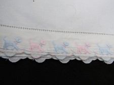 Set lenzuola e federa bambino vintage ricamo bordo cani