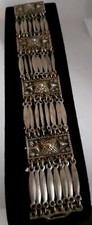 Bracciale Vintage Messico Alpaca Argento Pannello Etrusco Barra Link 7,0"