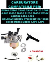 Carburatore  Honda Loncin Gx 120 160 per Motopompa Idropulirice Motozappa 6.5Hp