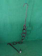 ANTICA CATENA DA CAMINO IN FERRO BATTUTO E FORGIATO A MANO LUNGA 113 CM. CW85