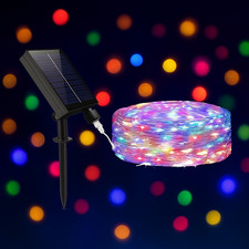 CATENA Luci SOLARI stringa 10M 100 MicroLED MULTICOLORE Esterno Giardino NATALE