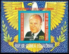 Guinea Equatoriale 1975 Gerald Ford Presidente Politica Persone Eagle Birds m/s MNH