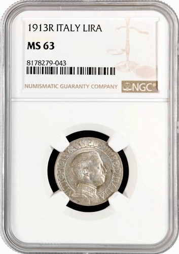 Italia lira 1913 ngc - 1, r,