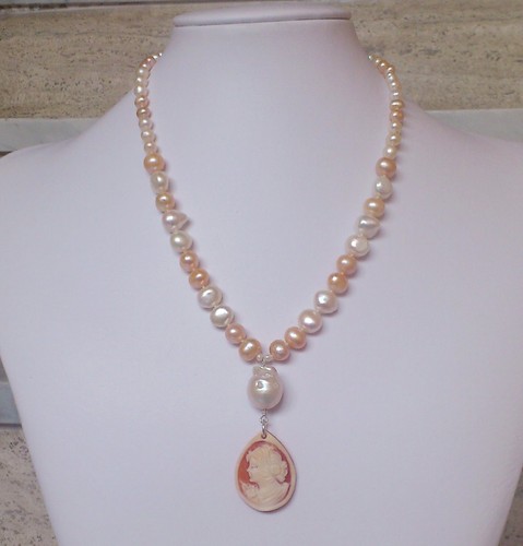 Collana perle vero cammeo - , con