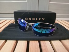 NUOVI occhiali da sole Oakley WHISKER cromo satinato PRIZM POLARIZZATI zaffiro 4141-04
