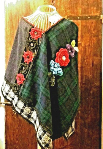 Poncho/crochet/uncinetto/fiori