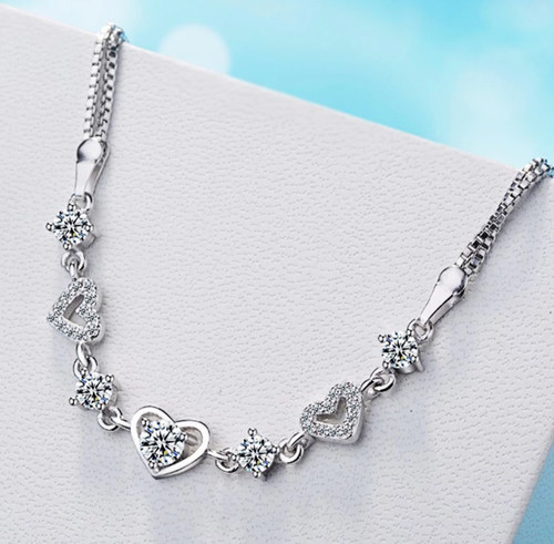 Bracciale cuore zirconi donna