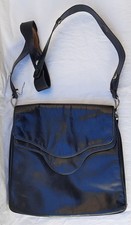 03 Borsa artigianale tracolla anni '50 '60 vera pelle nera modernista