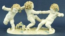 Hutschenreuther Karl Tutter Scultura porcellana Trittico PUTTI Germania Art DECO