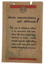 Rara ADV S.E.T. Società Esercizi Telefonici parassiti telefono Anni '30-40