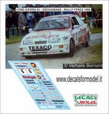 DECALS 1:43 FORD SIERRA 2V BELGA DROOGMANS RALLY YPRES 1988