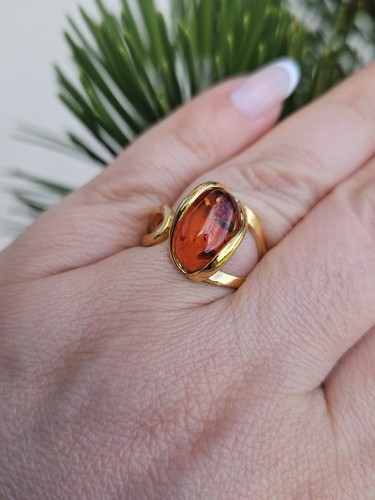 Anello ambra marrone - anello,