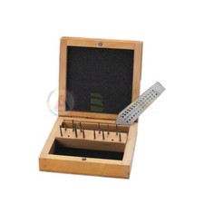 Maschi e filiera 15 pz acciaio 14 misure ø 0.70 a 2.00 mm con custodia in legno