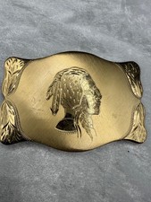 Fibbia cintura capo nativi americani vintage tono oro firmata pigro K papà regalo