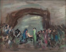 La Natività Religiosa Scena Sacra Dipinto Olio Moderno Originale Italiano Firmato