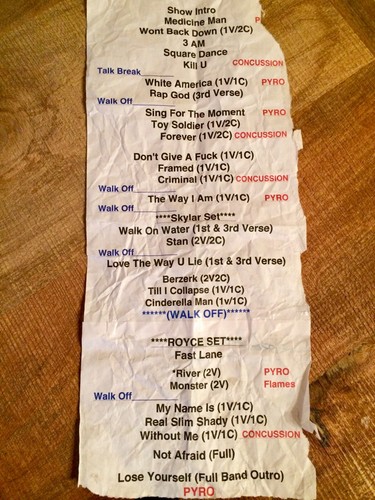 Eminem original setlist - eminem,