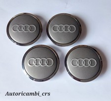 Set 4 Tappi Coprimozzo 4Anelli Ø 69 mm. Grigio CERCHI STEMMA BORCHIE Per Ruote