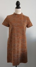 ABITO MAX &CO TAGLIA S MANICA CORTA ARANCIONE MARRONE METALLIZZATO STRAPPO, COLLO ALTO COME NUOVO 