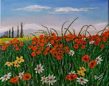 Quadro in Acrilico su Tela "Campo di Papaveri" 30 x 24