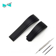 Cinturino orologio in silicone nero per Rolex Daytona datejust 20 mm ansa dritta