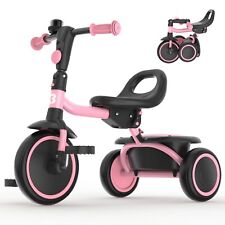 Besrey Triciclo Bambino con Campanello,Bicicletta Bambini per Ragazze/Ragazzi,Triciclo Bambino,Rosa