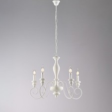 White Shabby Chic 5 Light Wood