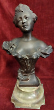 SCULTURA BUSTO DONNA BRONZO BASE MARMO - LIBERTY primi '900