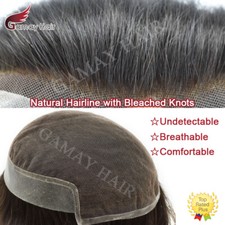 Parrucchiere da uomo in pizzo francese anteriore Toupee Poly Pu sistemi di sostituzione capelli naturali