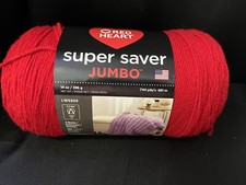 Red Heart Super Saver, Jumbo 14 oz rosso ciliegia / 744 iarde / 14 oz / 396 g NUOVO