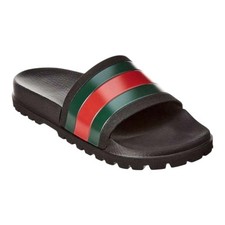 Gucci Web Sandalo da uomo in gomma con slide - Gomma nera, US 10, 12, 9,5, 9