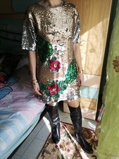 vestito con fiori in strass ,marca progresse luxury ,taglia 44, nuovo