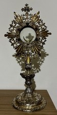 Ostensorio antico in argento cesellato con pietre colorate -epoca XIX secolo