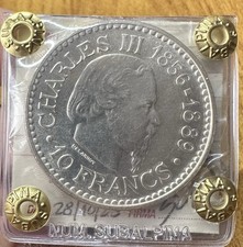 MONETA MONACO RANIERI III 10 FRANCHI 1966 25 gr ARGENTO 900 sigillata FDC