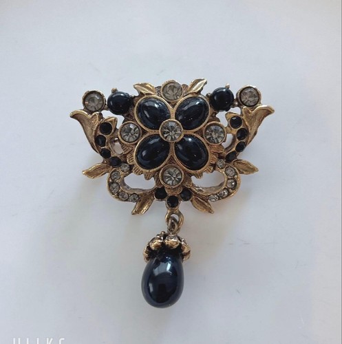Spilla vintage oro nero fiore