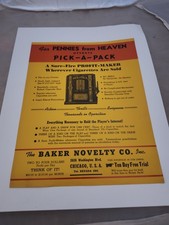 1930's Pick-A-Pack Trade Stimulator Slot Machine Flyer / Brochure Rare! Chicago