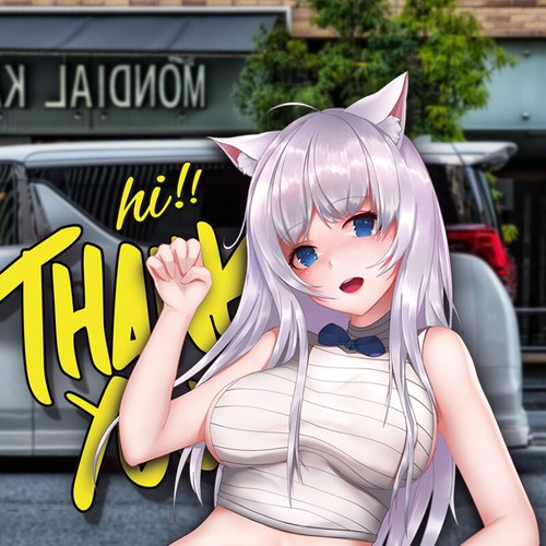 Adesivo auto gatti ragazza - auto,