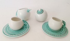 ♥ PARTICOLARE DUETTO IN CERAMICA FUTURISTA SERVIZIO CAFFè DECORO TIPO VIETRI