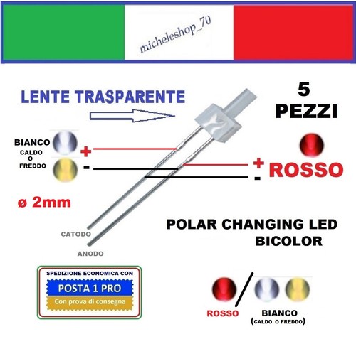 Diodo led bicolore - 5x,