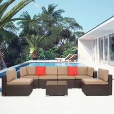 Large PE Rattan Seven-Piece