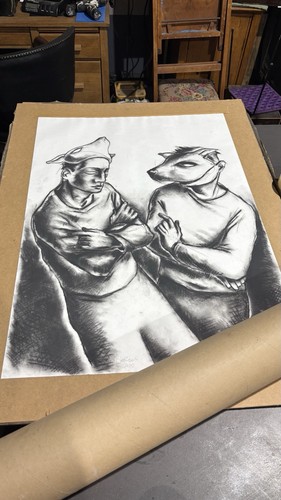Disegno carbone opera arte - disegno,