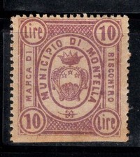 Montella - Nuovo ** 60% marche comunali 10 Lire, Riscontro