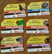 6 schede carte telefoniche italiane ANIMALI PER MODO DI DIRE Anno 2000