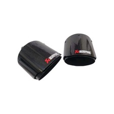 2 TERMINALI SCARICO ACCIAIO INOX NERO FIBRA DI CARBONIO 50mm entrata 130mm uscit