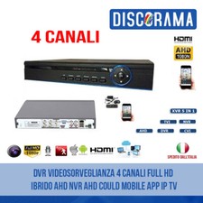 DVR VIDEOSORVEGLIANZA 4 CANALI FULL HD IBRIDO AHD NVR AHD COULD MOBILE APP IP TV