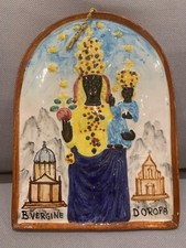 TARGA VOTIVA CERAMICA MADONNA BEATA VERGINE D'OROPA MAIOLICA FAIENCE POTTERY  