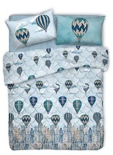 TRAPUNTA COPRILETTO INVERNALE COTONE 300 GR VOLARE MONGOLFIERE BLU MATRIMONIALE